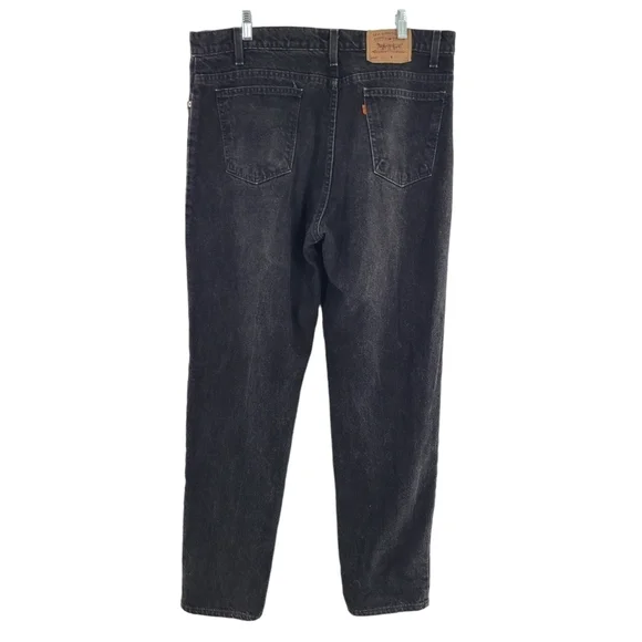 Levis 550 Jeans Men 40 X 34 Black‎ Denim Relaxed Fit Tapered Leg Orange Tab 90s